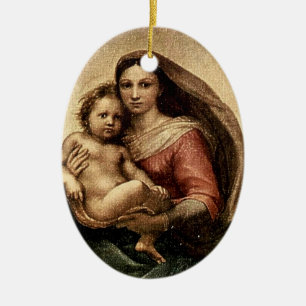Information om Raphaels "Sistine Madonna" (cirka 1 Julgransprydnad Keramik