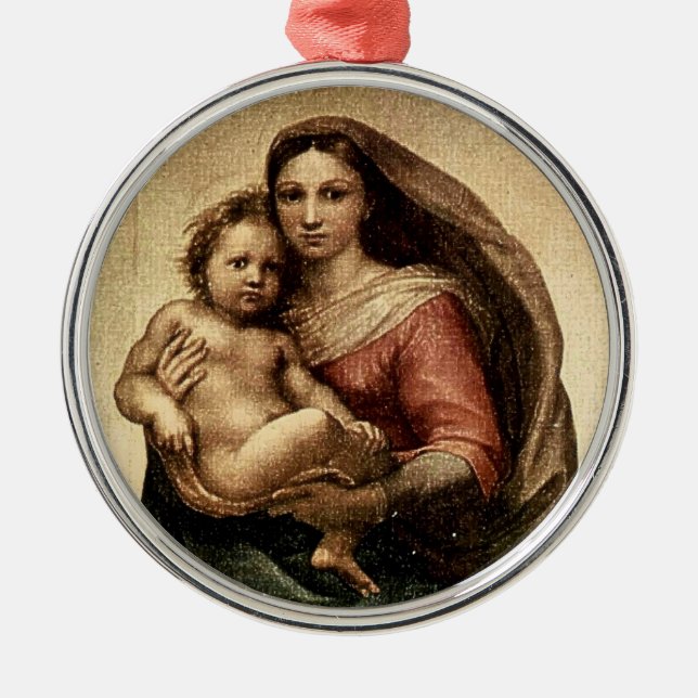 Information om Raphaels "Sistine Madonna" (cirka 1 Julgransprydnad Metall (Framsidan)