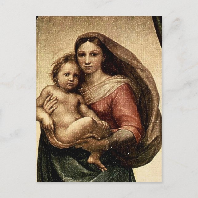 Information om Raphaels "Sistine Madonna" (cirka 1 Vykort (Framsida)