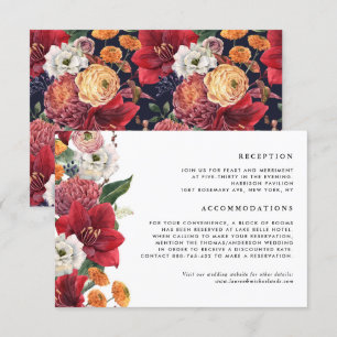 Information om Red Amaryllis Botanical Winter Wedd Tilläggskort