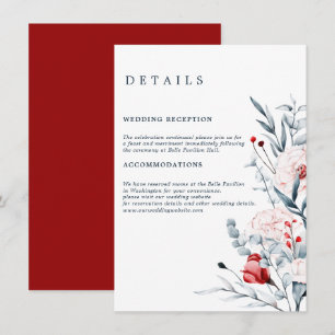 Information om Red and Blue Flower Blommigt Bröllo Tilläggskort