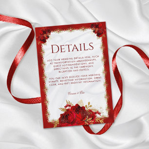 Information om Red and Guld Elegant Blommigt Bröll Tilläggskort