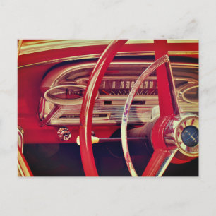 Information om Red Classic Car Vintage Fordon inst Vykort