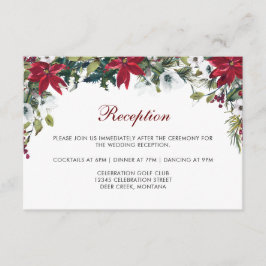 Information om Red Poinsettia Blommigt Wedding Rec Tilläggskort