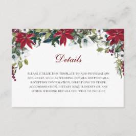 Information om Red Poinsettia Blommigt Wedding Rec Tilläggskort
