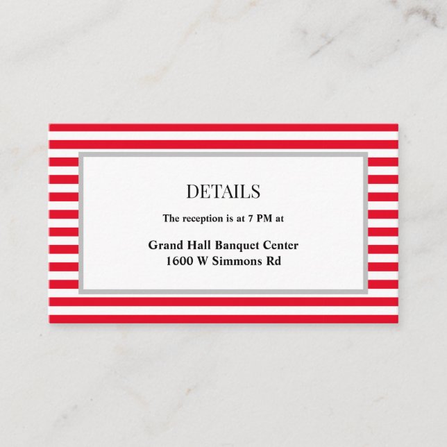 Information om Red/White Rand Framed Bröllop Tilläggskort (Framsida)