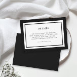 Information om redigerbar Gräns Färg Bröllop Tilläggskort<br><div class="desc">Det här moderna klassiska bröllop-detaljkortet har en redigerbar bakgrund i färg. Om du vill ändra det från svart till valfri färg klickar du på anpassningsknappen och ändrar både bakgrunden och bakgrunden i färg. Anpassa den genom att ersätta platshållartexten. Om du vill ha fler alternativ, t.ex. att ändra teckensnitt, är det...</div>