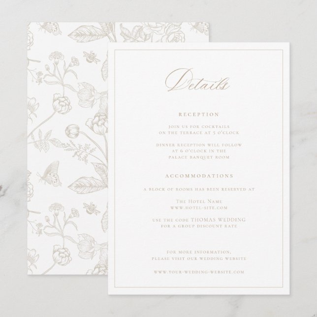 Information om ReEmergency Era Beige Bröllop Tilläggskort (Fram/baksida)