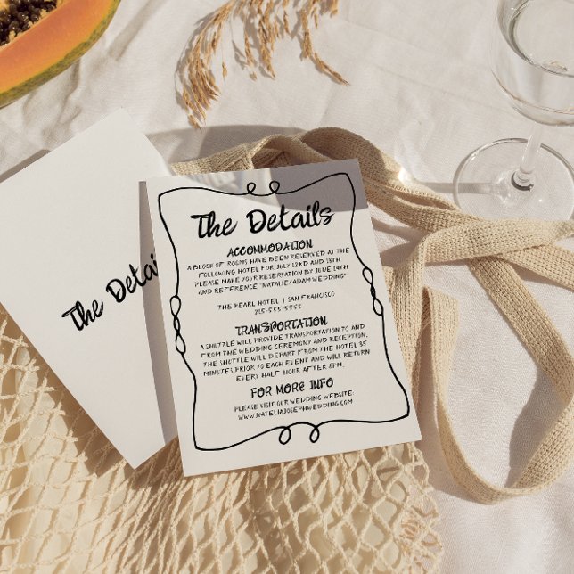 Information om Retro Hand Ram Modern Bröllop Tilläggskort (Skapare uppladdad)