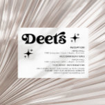 Information om Retro Modern Black and White Bröllo Tilläggskort<br><div class="desc">Det här är ett modernt, minimalistkort med 70 inspirerade detaljer som innehåller ett sans serif-teckensnitt och ett sans groovy vintage-teckensnitt. Redigera de flesta formuleringar och färg. // Om du vill matcha design söker du efter CHARLI i Nicole Zazzle-butiken uppriktigt. * Om du tycker om den här designen men inte ser...</div>
