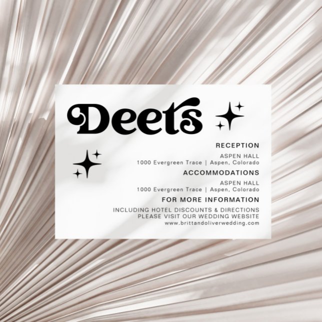 Information om Retro Modern Black and White Bröllo Tilläggskort (Skapare uppladdad)