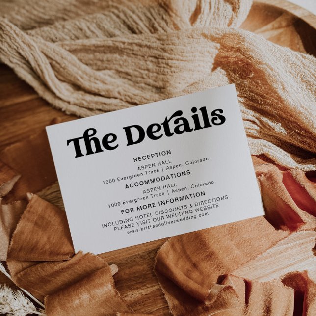 Information om Retro Modern Black and White Bröllo Tilläggskort (Skapare uppladdad)