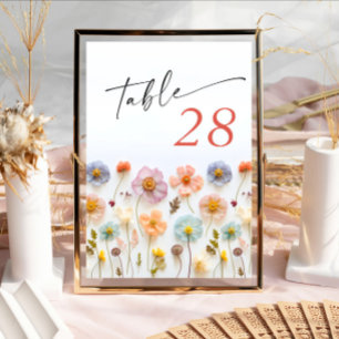 Information om Retro Pastel Rosa Boho Wildblomme B Bordsnummer