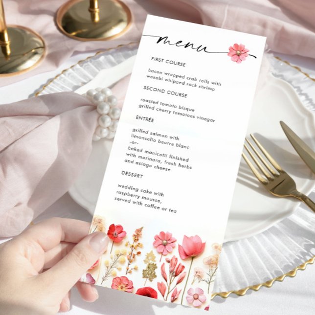 Information om Retro Pastel Rosa Boho Wildblomme B Meny (Skapare uppladdad)