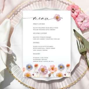 Information om Retro Pastel Rosa Boho Wildblomme B Meny