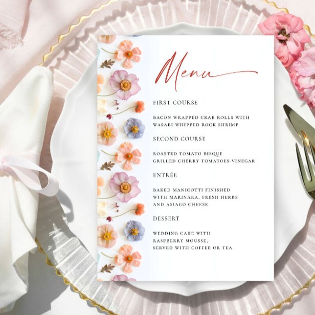 Information om Retro Pastel Rosa Boho Wildblomme B Meny (Skapare uppladdad)