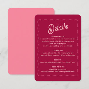 Information om Retro Rosa Peach Wave Ram Bröllop Tilläggskort