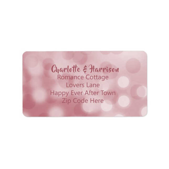 Information om ro Guld Rosa Modern Bokeh Glam Bröl Adressetikett (Framsidan)