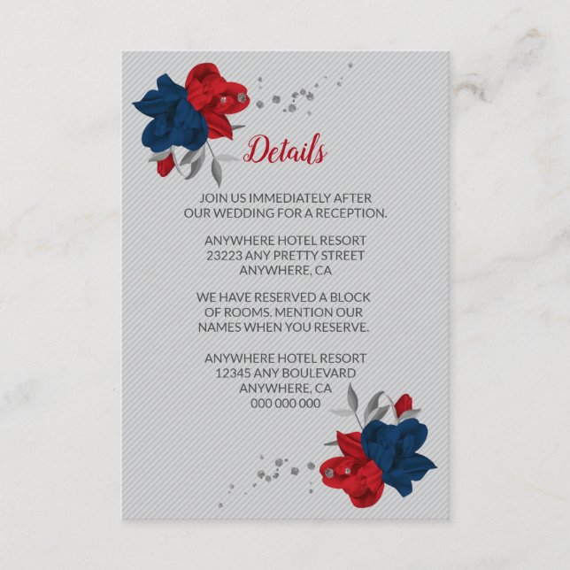 Information om Röda och marinerade blåa blommor si Tilläggskort (Framsida)