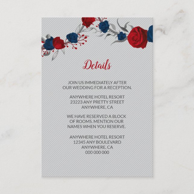 Information om Röda och marinerade blåa blommor si Tilläggskort (Framsida)