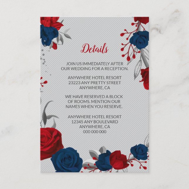 Information om Röda och marinerade blåa blommor si Tilläggskort (Framsida)