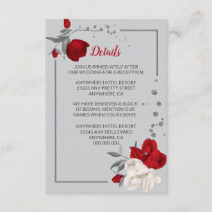 Information om Röda och vita blommor silver löv Tilläggskort