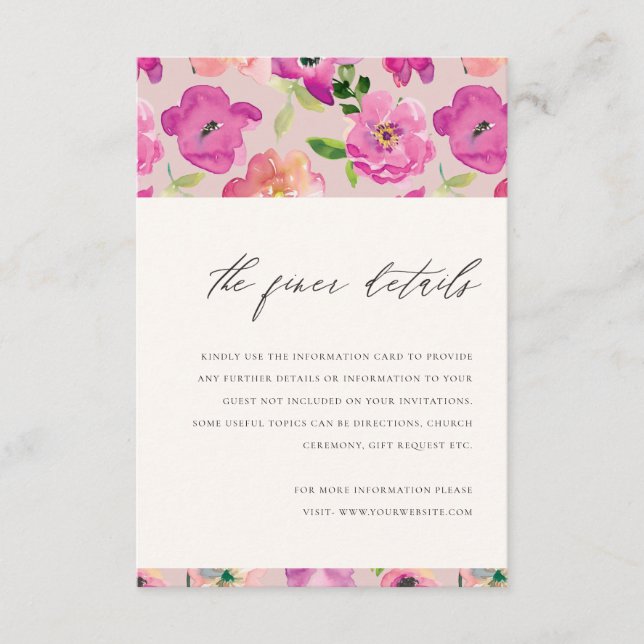 Information om Roligten Rosa Blommigt för vattenfä Tilläggskort (Framsida)