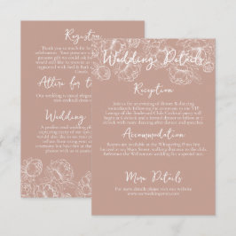 Information om Romantic Boho Rosa Blommigt Bröllo Tilläggskort