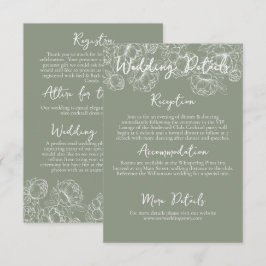 Information om Romantic Boho Sage Grönt Blommigt B Tilläggskort