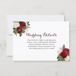 Information om Romantic Burgundy Red White Blommig Inbjudningar