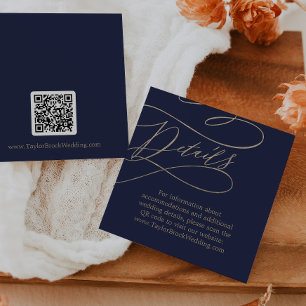 Information om Romantic Guld och Navy QR Code Bröl Tilläggskort