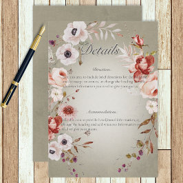 Information om Romantic Ro Grönt Rosa Blommigt  Br Tilläggskort