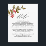 Information om Romantic Winter Blommigt och Evergr Tilläggskort<br><div class="desc">Ett unikt botaniskt temakortkort för vintertid som ger gästerna i bröllop all information de behöver för din speciella dag. Denna utformning av snyggten omfattar en kombination av vintergröna med röda bär och lårbenat rosa ros. Anpassa textmallen för enkel använda med din information.</div>