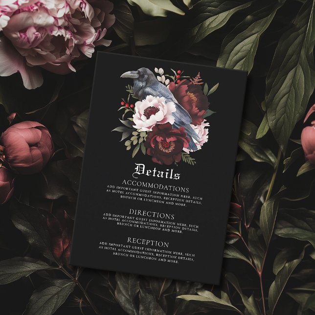 Information om romantisk gotik Watercolor Raven Tilläggskort (Skapare uppladdad)