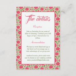 Information om Romantisk Rosa Blommigt Bröllop Tilläggskort