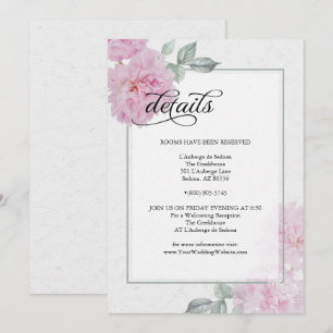 Information om Romantisk Rosa Peonies Ris Papprare Inbjudningar
