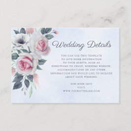 Information om Romantisk vattenfärg Ro Blue Bröllo Tilläggskort