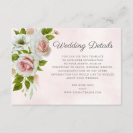 Information om Romantisk vattenfärg Rosa ros Bröll Tilläggskort