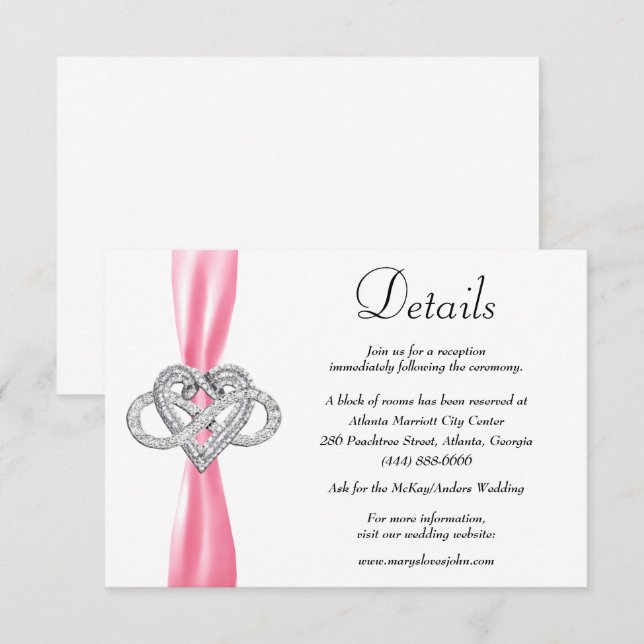 Information om rosa av menyfliksområdet Heart Bröl Tilläggskort (Fram/baksida)