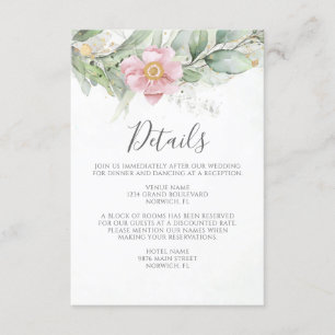 Information om rosa Blommigt Eucalyptus Greenery B Tilläggskort