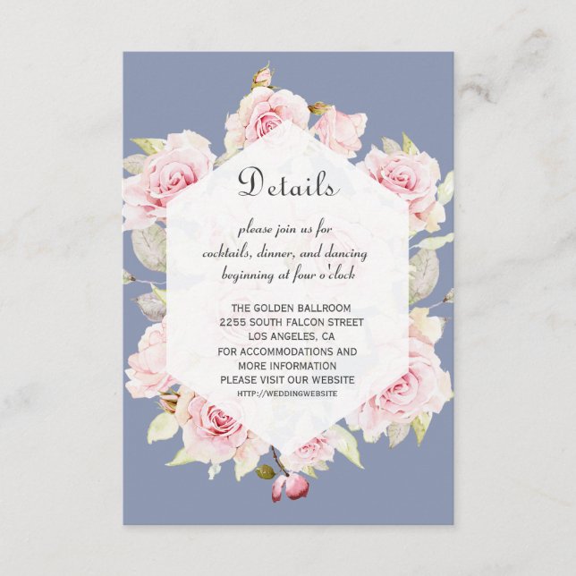 Information om rosa Blommigt Geometric Dusty Blue  Tilläggskort (Framsida)