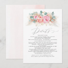 Information om rosa Blommigt Pampas Grass Bröllop Tilläggskort