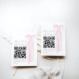 Information om rosa Bow Minimalist Girl Baby Showe Tilläggskort