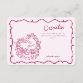 Information om rosa Bow Retro Heart Coquette Cake- Tilläggskort