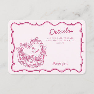Information om rosa Bow Retro Heart Coquette Cake- Tilläggskort