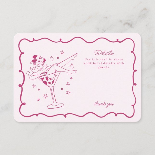Information om rosa Cocktails och Cowgirl Rodeo In Tilläggskort (Framsida)