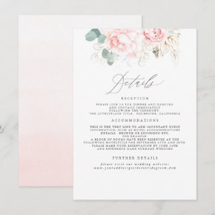 Information om rosa Elegant Blommigt Bröllop Tilläggskort