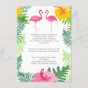 Information om rosa Flamingo Tropical Bröllop Tilläggskort