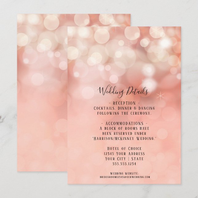 Information om  Rosa Glitter Twinkle Ljus Inv. Inbjudningar (Fram/baksida)