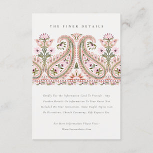 Information om rosa Grönt Blommigt Paisley Motif B Tilläggskort
